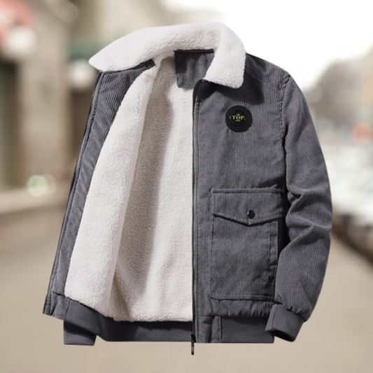 Herrjacka Vinter Dubbelknapp Fleecefoder Polyester-1