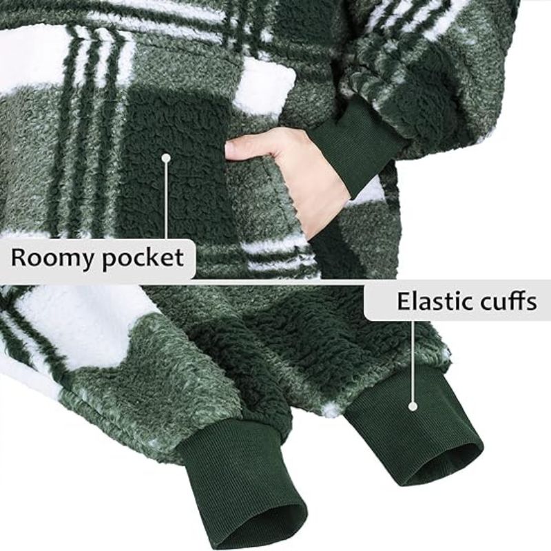 Lång Hoodie Dam Överdimensionerad Fleece Komfortabel Med Huva-2