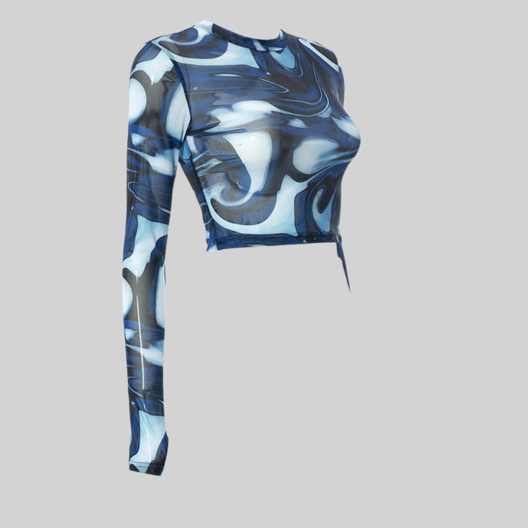 Dam Festtopp Transparent Cirkulär Halsringning Stretchig Polyester 2