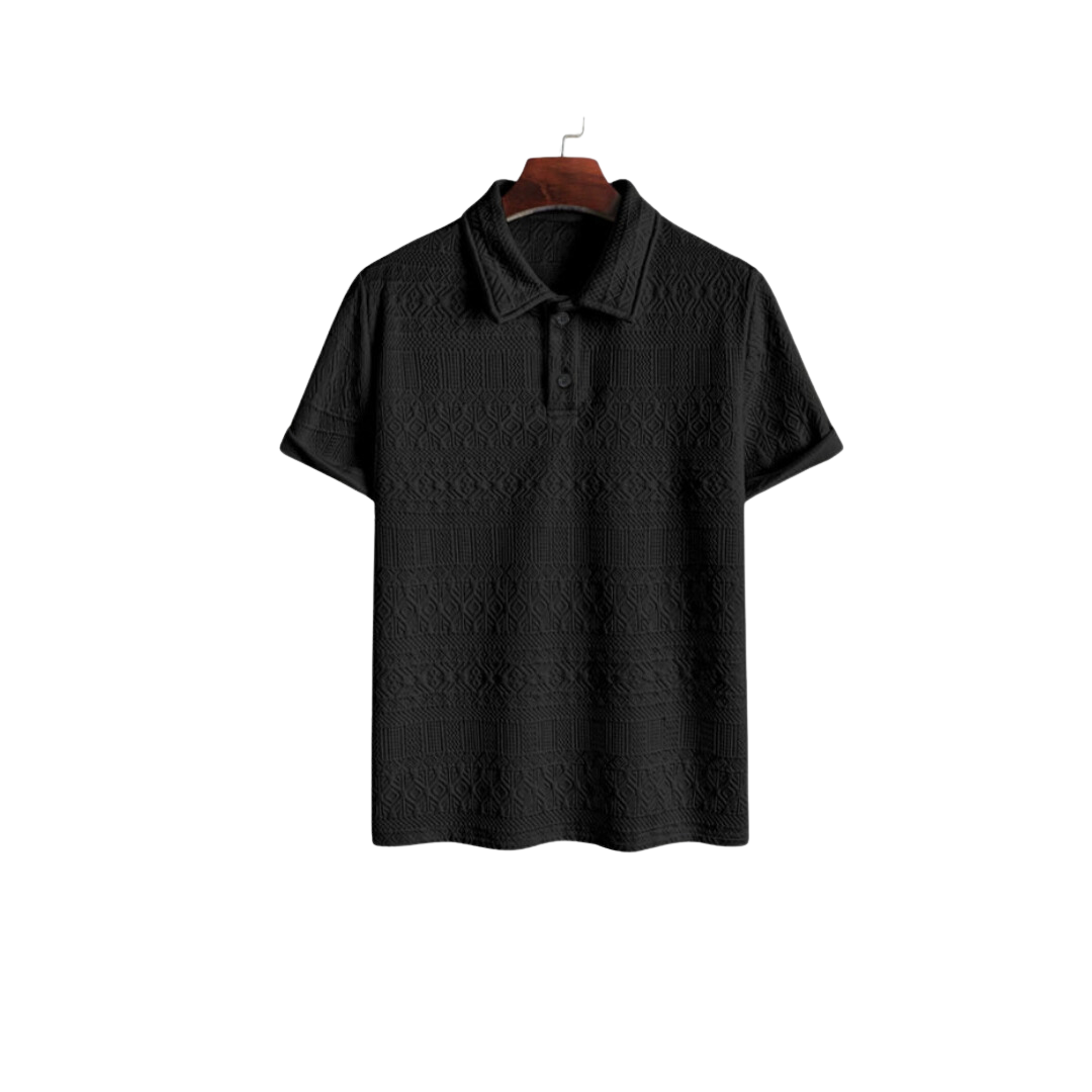 Herr Polo Skjorta Korta Ärmar Jacquard Bomull Polyester-5