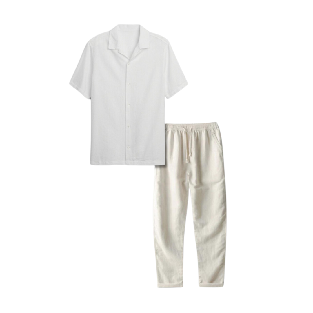 Herr Streetwear Set Avslappnad Linne Bomull 5