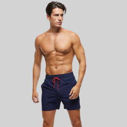 Herr Strandshorts i Snabbtorkande Polyester med Flera Fickor – Avslappnad Passform för Strand och Fritid 2