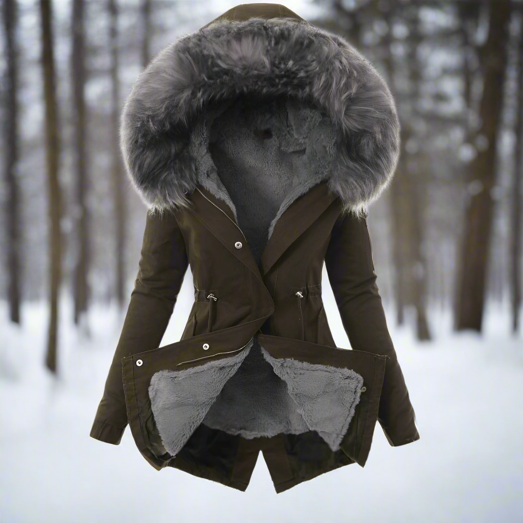 Dam Vinterjacka Lång Isolerad Elegant Syntetisk-3