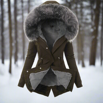 Dam Vinterjacka Lång Isolerad Elegant Syntetisk-3