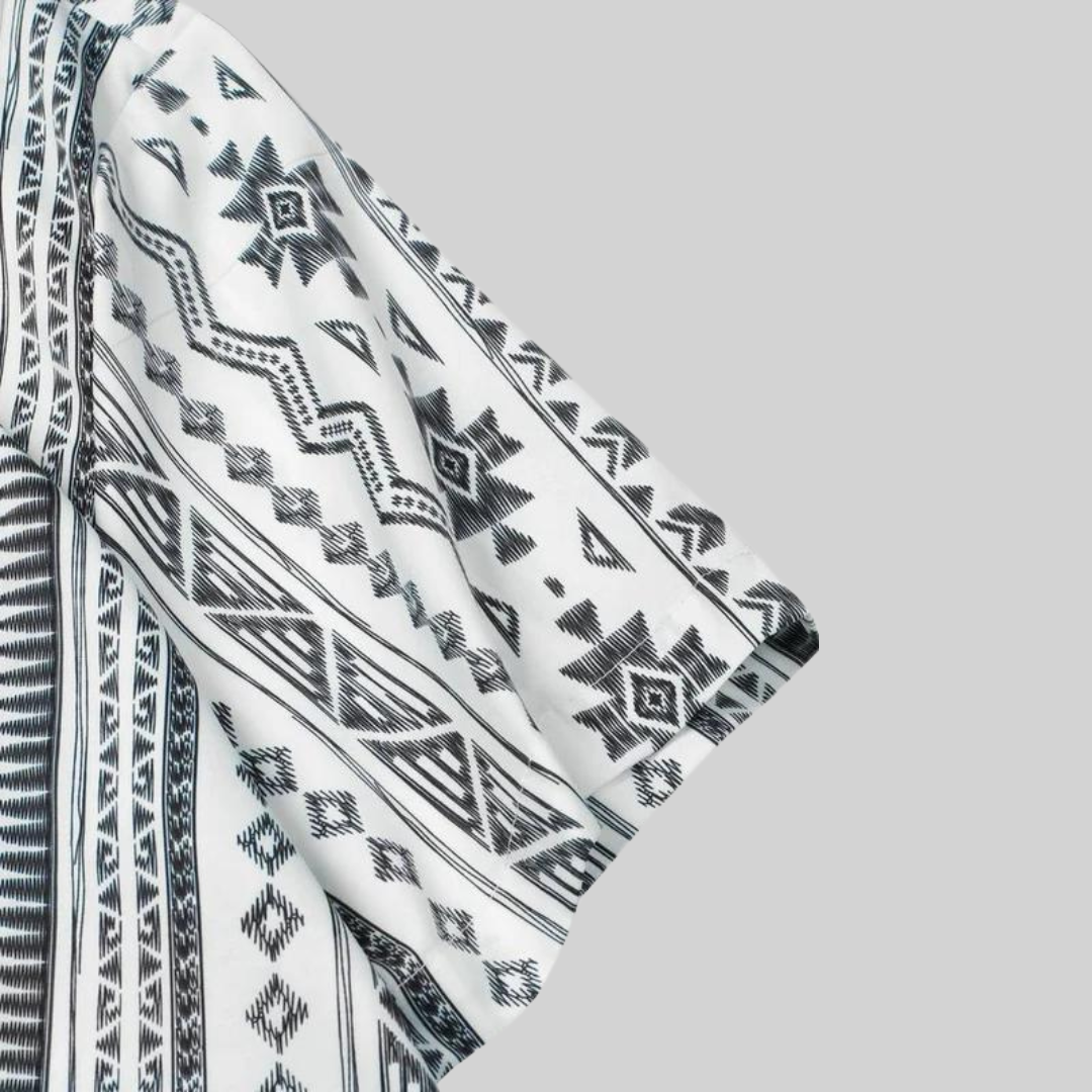 Dam Skjorta Geometrisk Lös Passform 100% Bomull-2