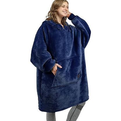 Variant image for Lång Hoodie Dam Överdimensionerad Fleece Komfortabel Med Huva-2