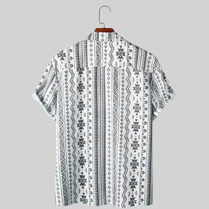 Dam Skjorta Geometrisk Lös Passform 100% Bomull-4