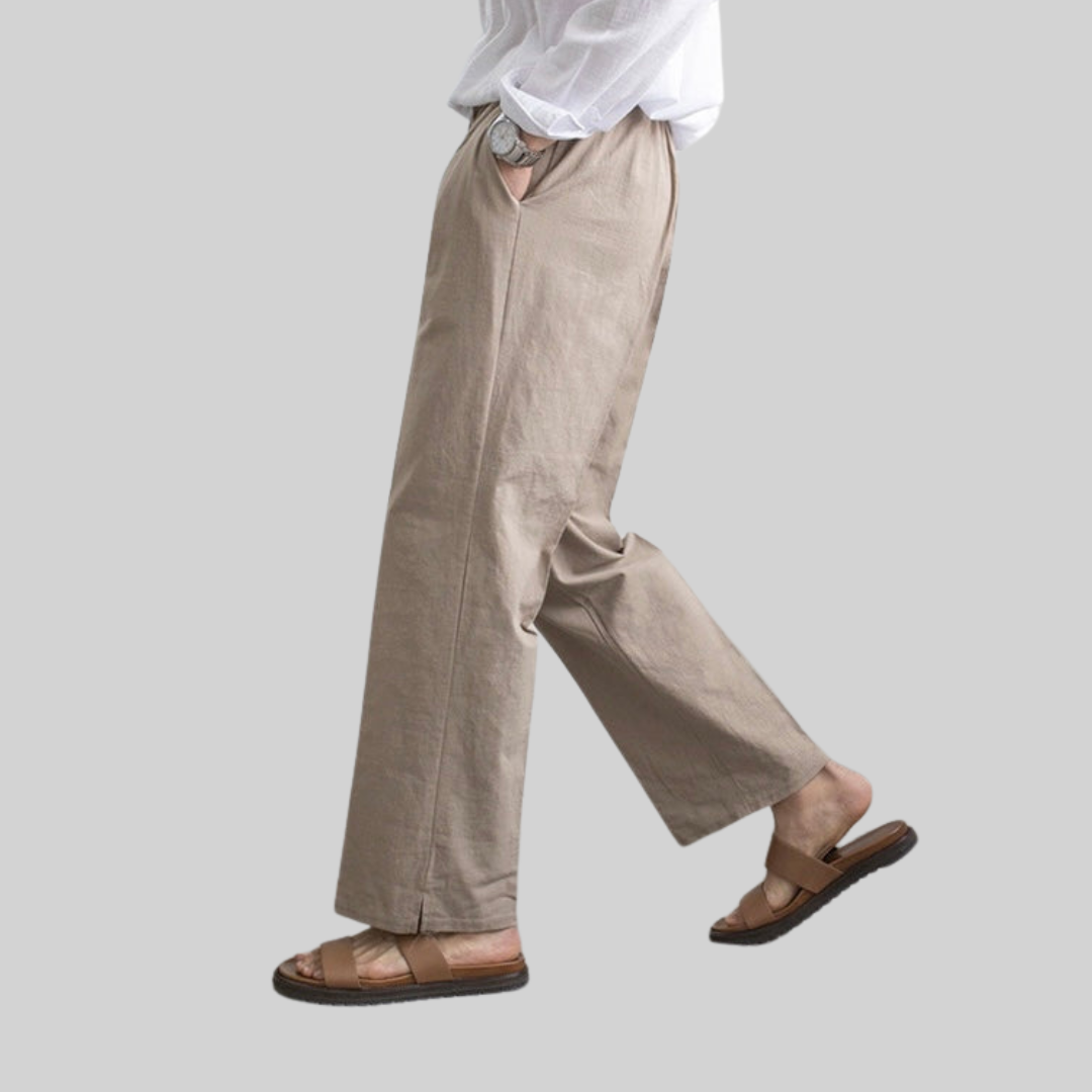 Herr Linnebyxor Casual Lätt Bomull-5