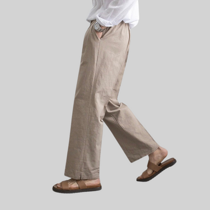 Herr Linnebyxor Casual Lätt Bomull-5