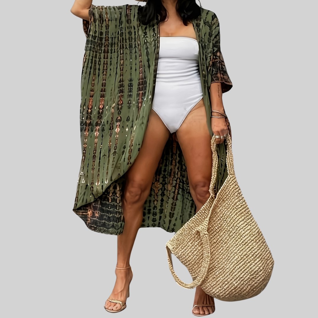 Dam Midi Kimono Boho Löst Passform Viskos-2
