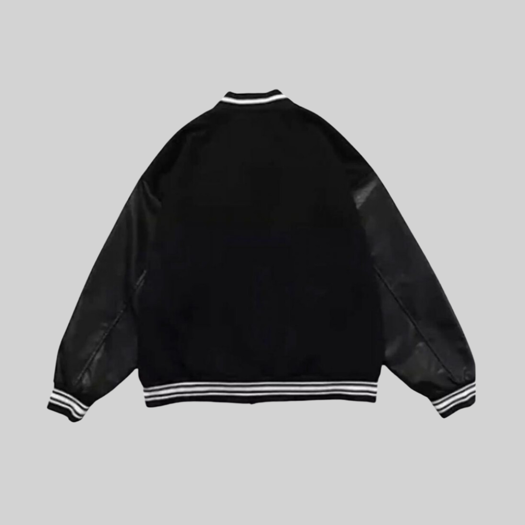Herrjacka Sportig Patchwork Ull Läder-6