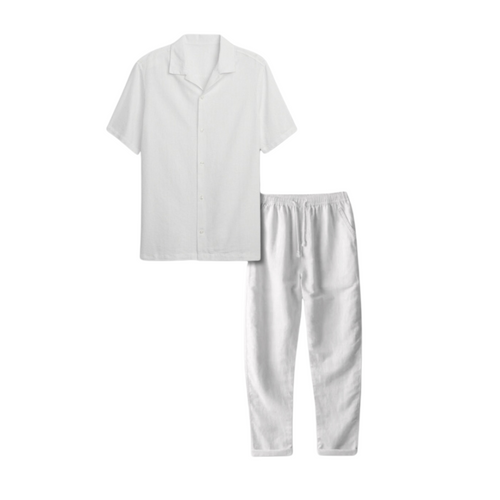 Herr Streetwear Set Avslappnad Linne Bomull 1