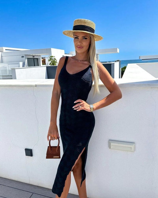 Kvinnors Bodycon Klänning Elegant Högkvalitativt Tyg-1