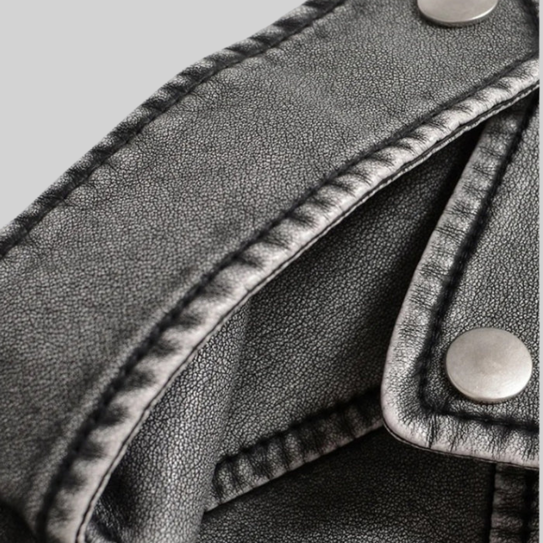 Herr Bikerjacka Retro Syntetiskt Läder 3