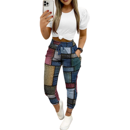 Variant image for Dam Outfit Set Chic Löst Cirkulär Halsringning Syntetiska Fibrer-25