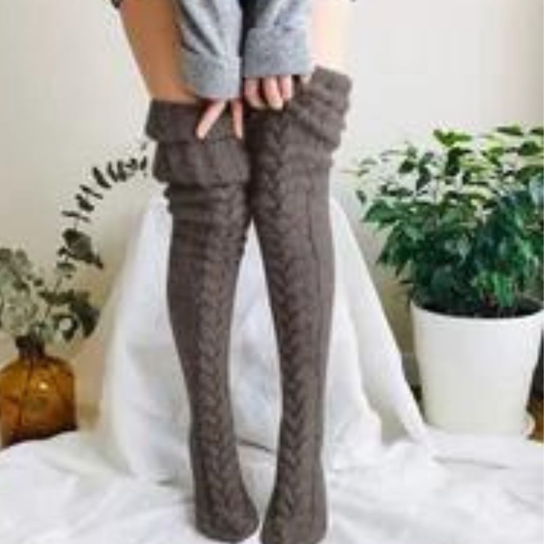 Variant image for Dam Lårhöga Strumpor Stickad Mjuk Akrylblandning-11