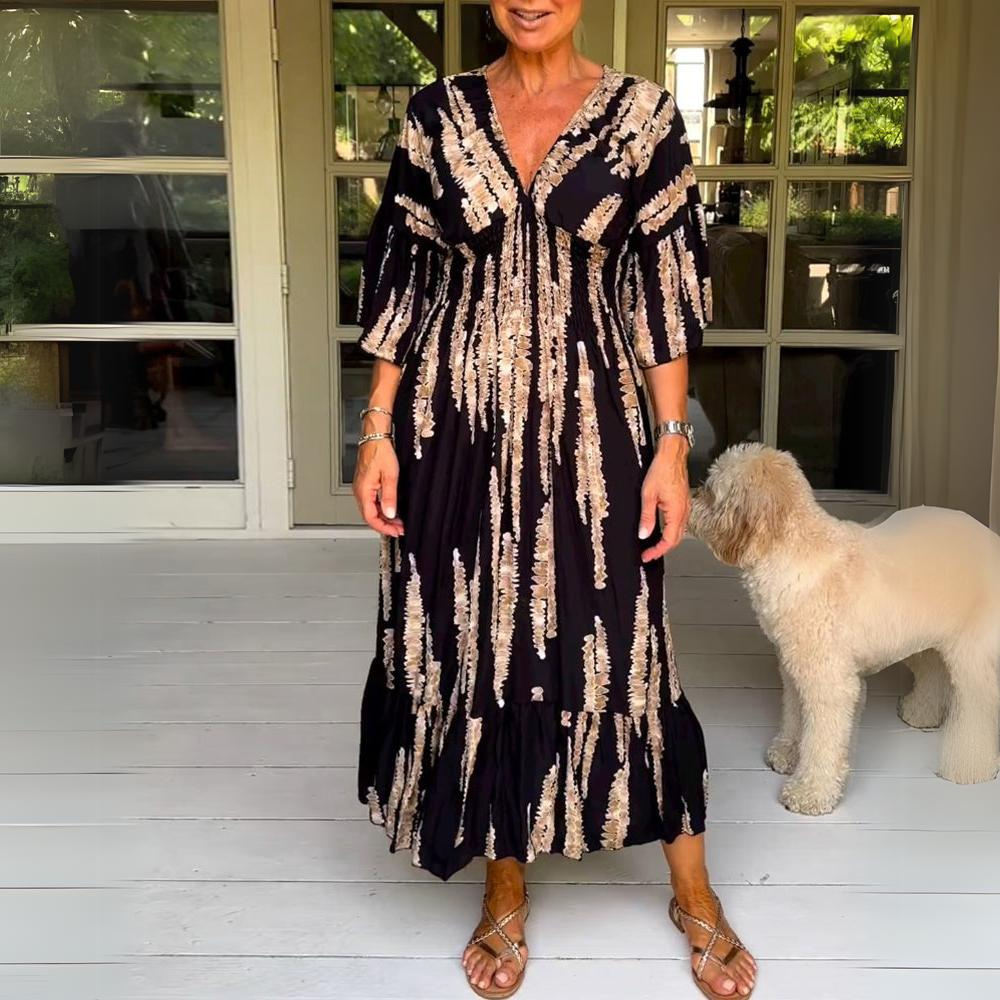 Variant image for Kvinnors Klänning V-ringning Tidlös Högkvalitativt Tyg-1