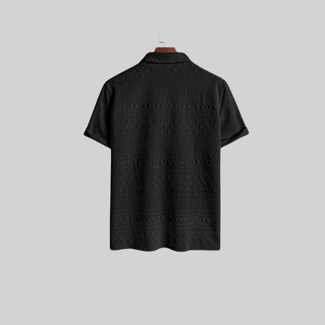 Herr Polo Skjorta Korta Ärmar Jacquard Bomull Polyester-4