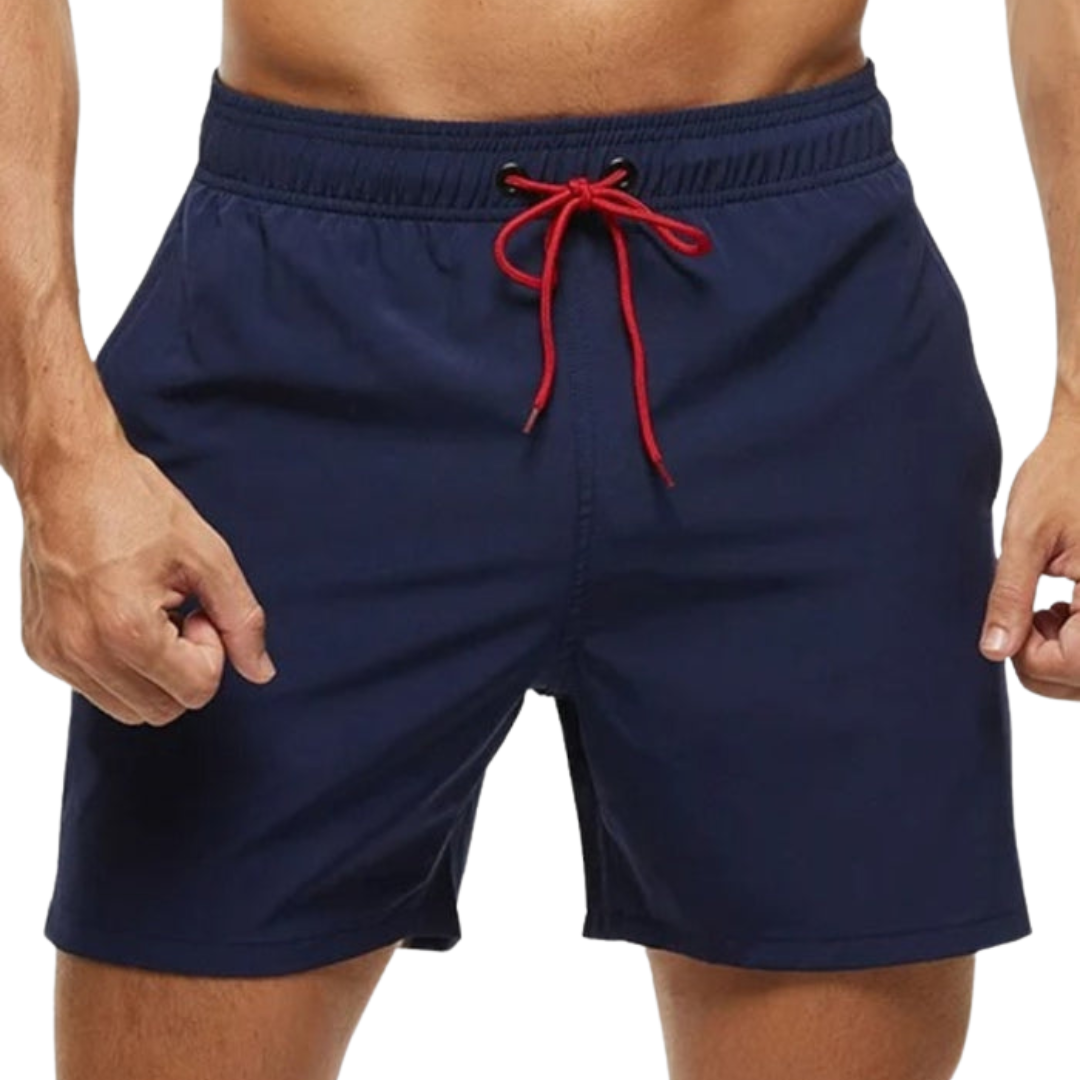 Herr Strandshorts i Snabbtorkande Polyester med Flera Fickor – Avslappnad Passform för Strand och Fritid 1