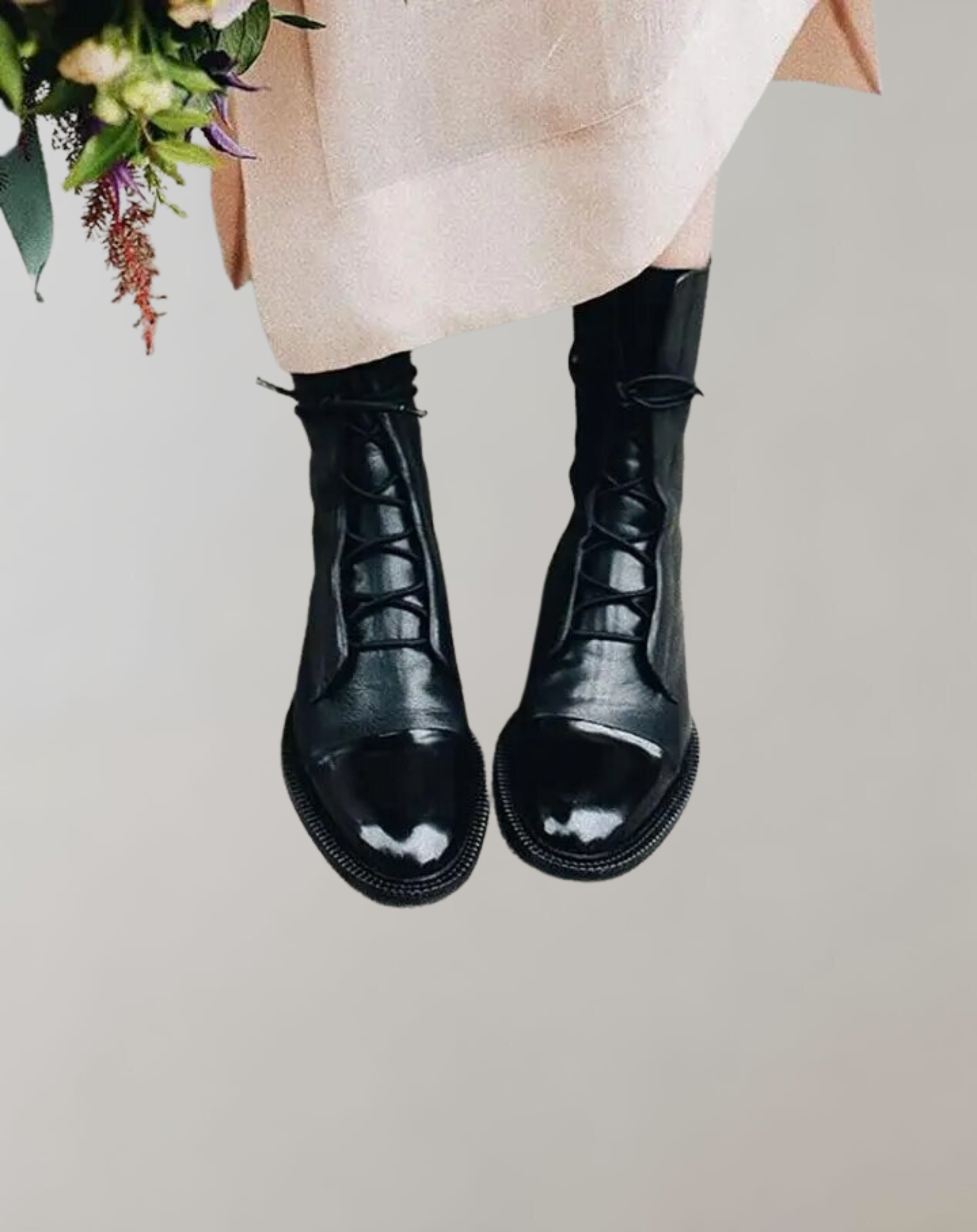 Herrskor Platta Snörskor Spetsig Tå Läder-2