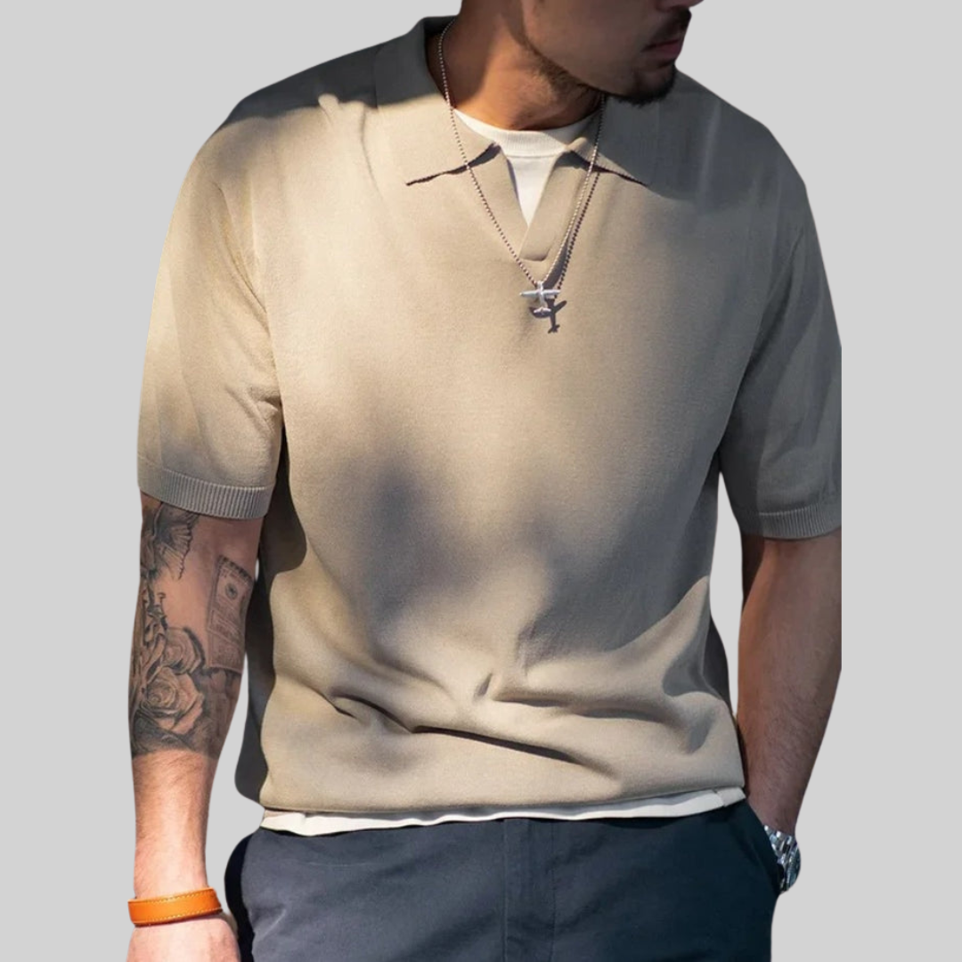 Herr T-shirt Vintage Rullkrage Viskos och Polyamid-5