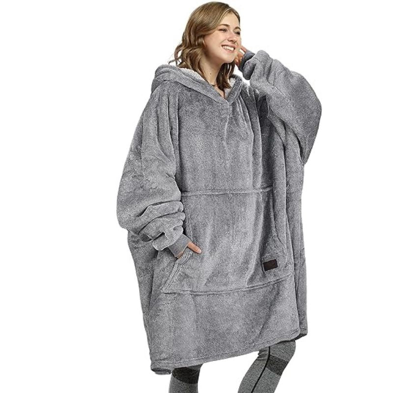 Variant image for Lång Hoodie Dam Överdimensionerad Fleece Komfortabel Med Huva-6