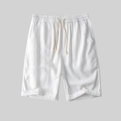 Herrens Långärmad Skjorta Korta Byxor Linne Bomull-3