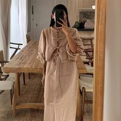 Variant image for Dam Stickklänning Broderad Kontrastfärger Stickmaterial-1