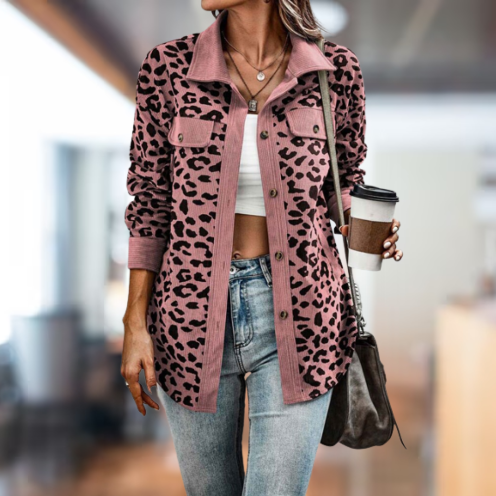 Variant image for Kvinnors Vinterjacka Lång Leopardmönster Polyester-37