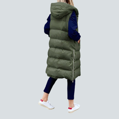 Lång Jacka Dam Med Huva Trendig Design Högkvalitativt Tyg-4