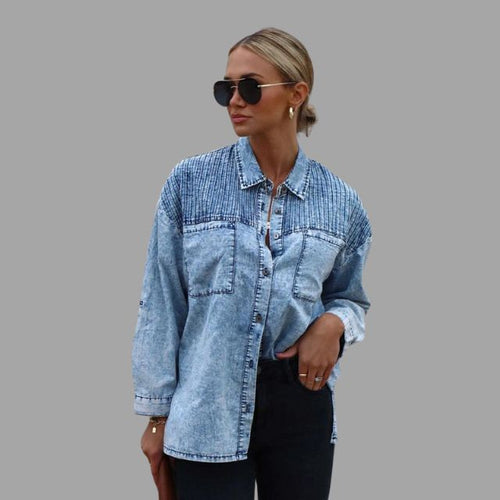 Svart Jeansjacka Dam Oversize med Fickor och Knappstängning – Casual Denimjacka för Avslappnad Stil 1