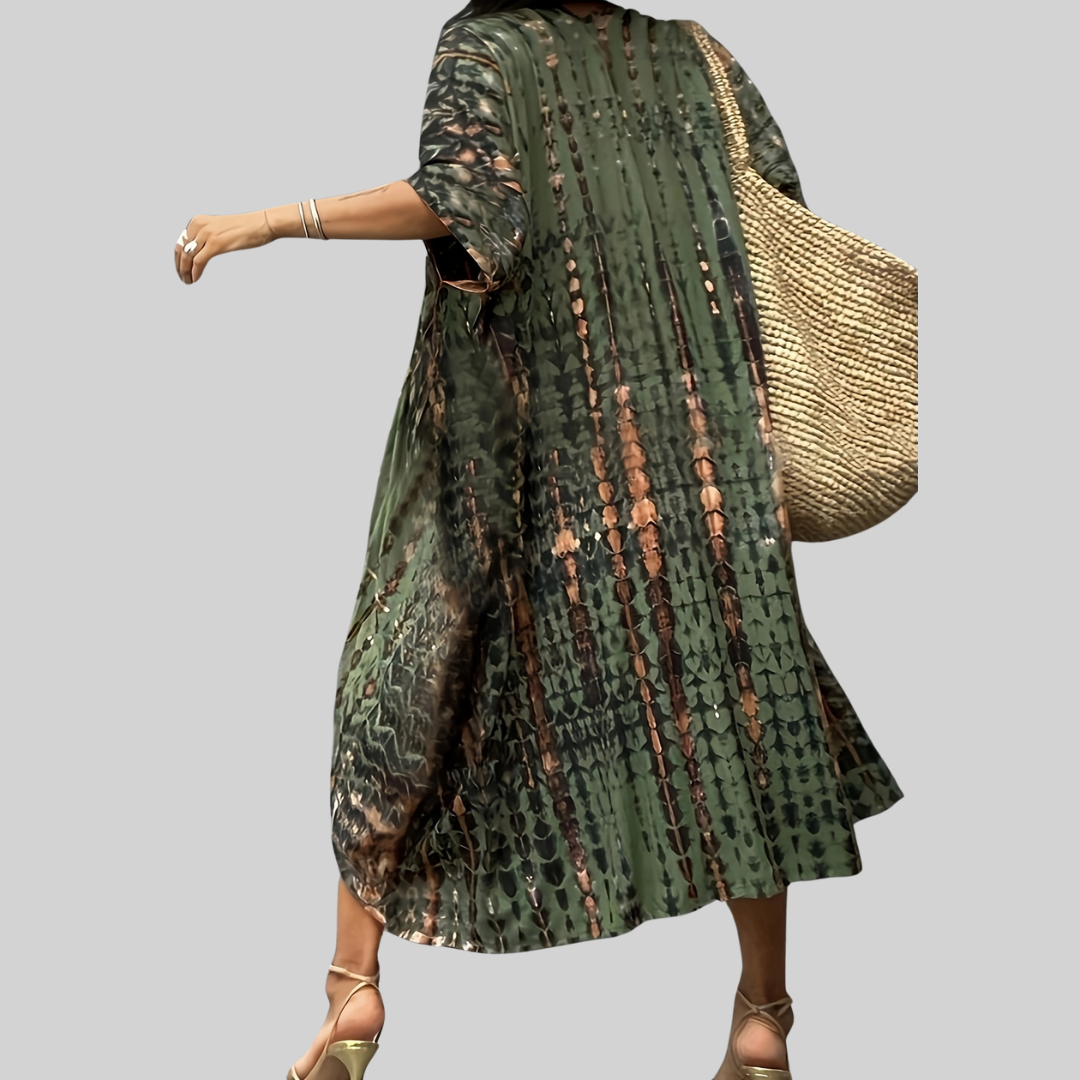 Dam Midi Kimono Boho Löst Passform Viskos-4