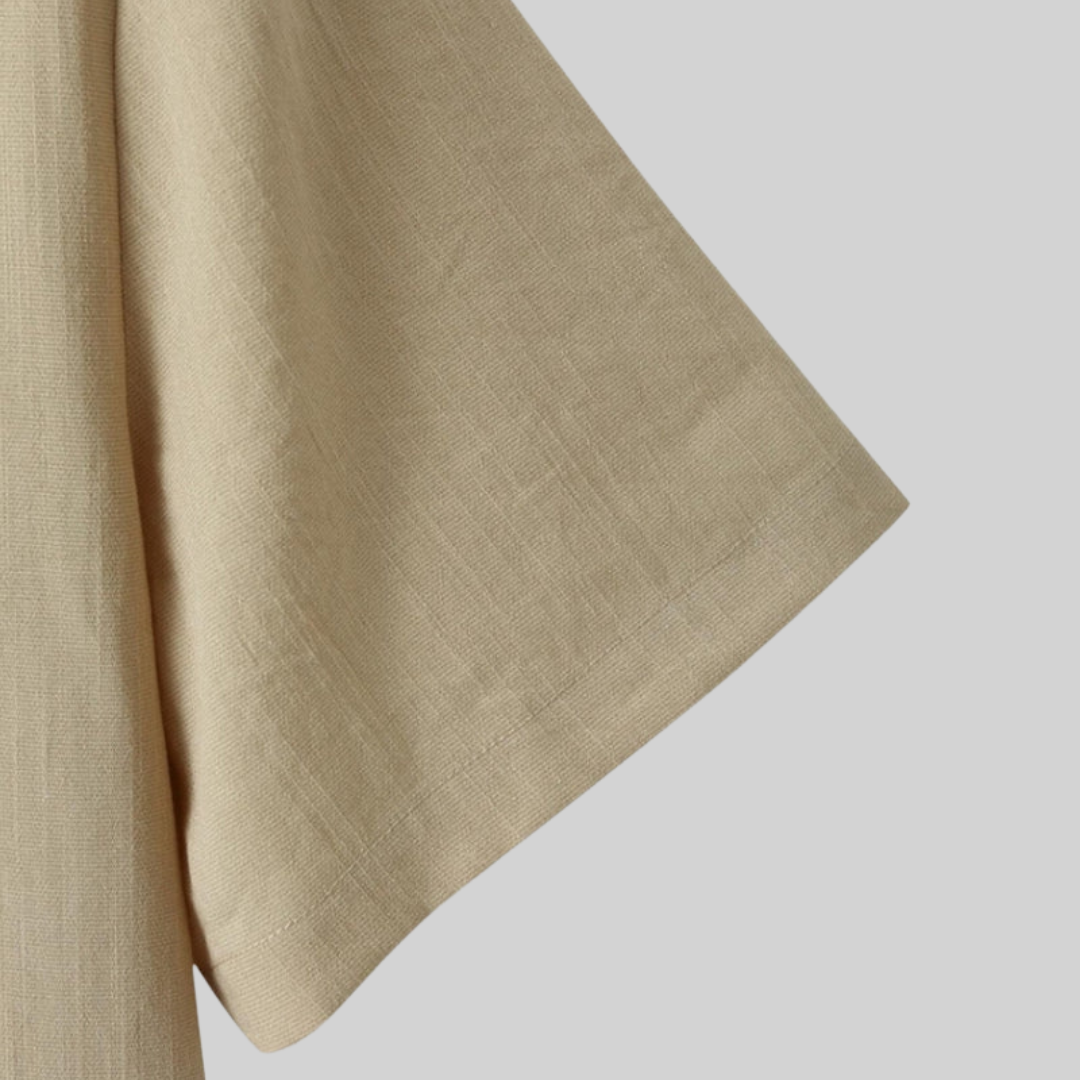 Herrskjorta Kort Ärmar Linne Polyester Viskos-5