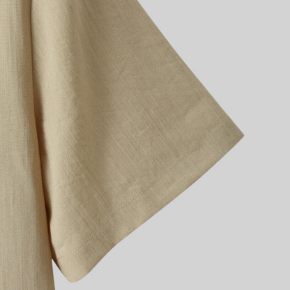 Herrskjorta Kort Ärmar Linne Polyester Viskos-5