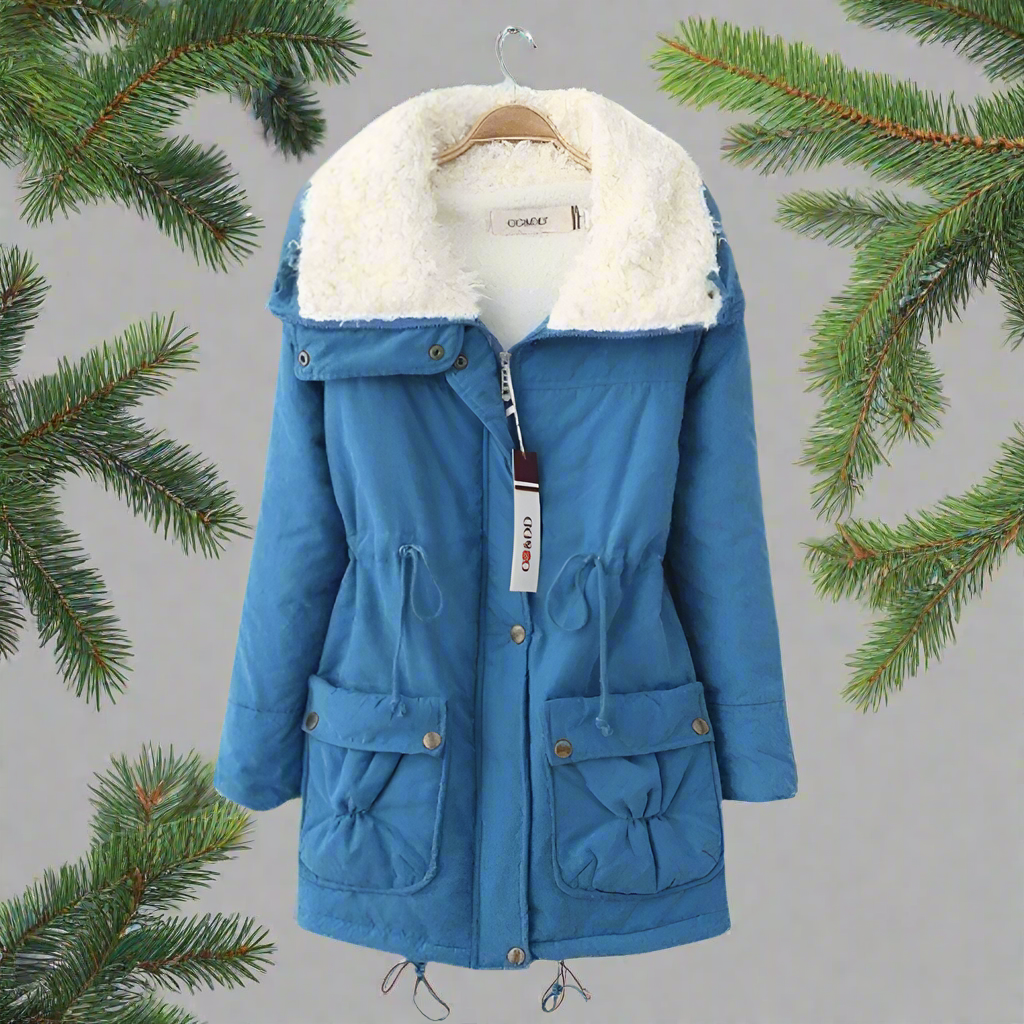 Vinterjacka Dam Lång Huva Varm Bomull-3