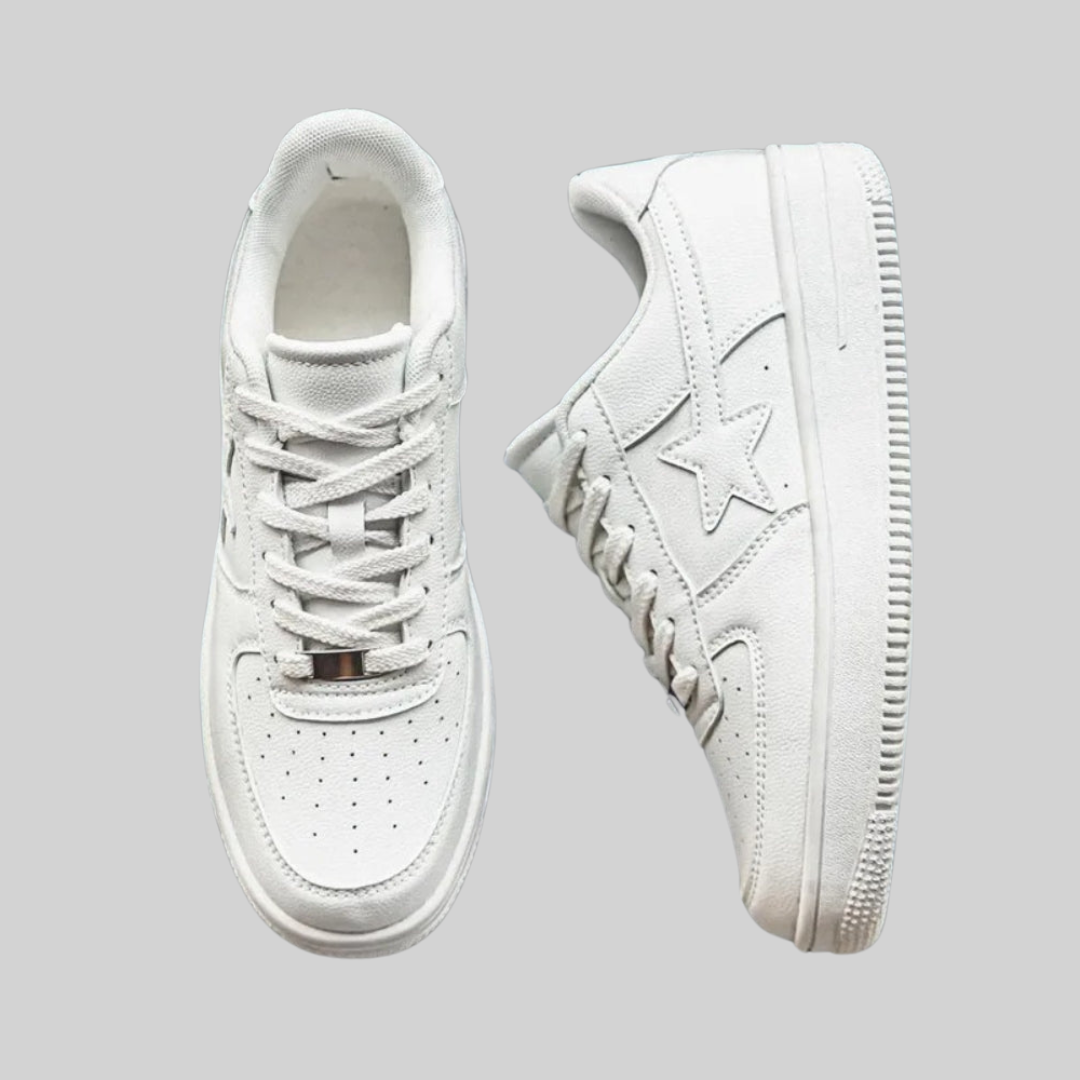 Avslappnade Dam Sneakers med Rund Tå i Andningsbart Syntetiskt Läder – Gummisula för Bra Grepp och Hållbarhet 6