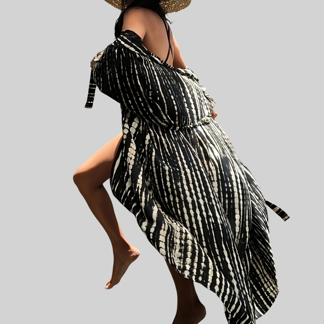 Dam Midi Kimono Boho Löst Passform Viskos-3