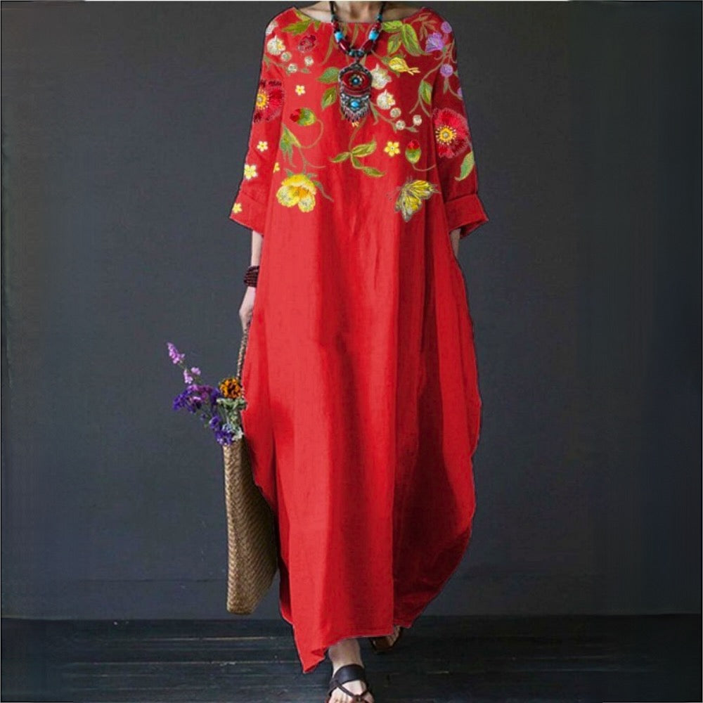 Dam Blommaklänning Elegant Lätt Material-4