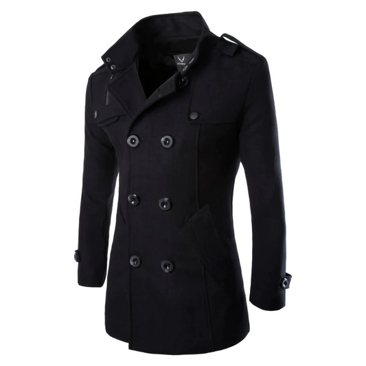 Dam Kappa Elegant Polyester med Knappar och Djupa Fickor-1