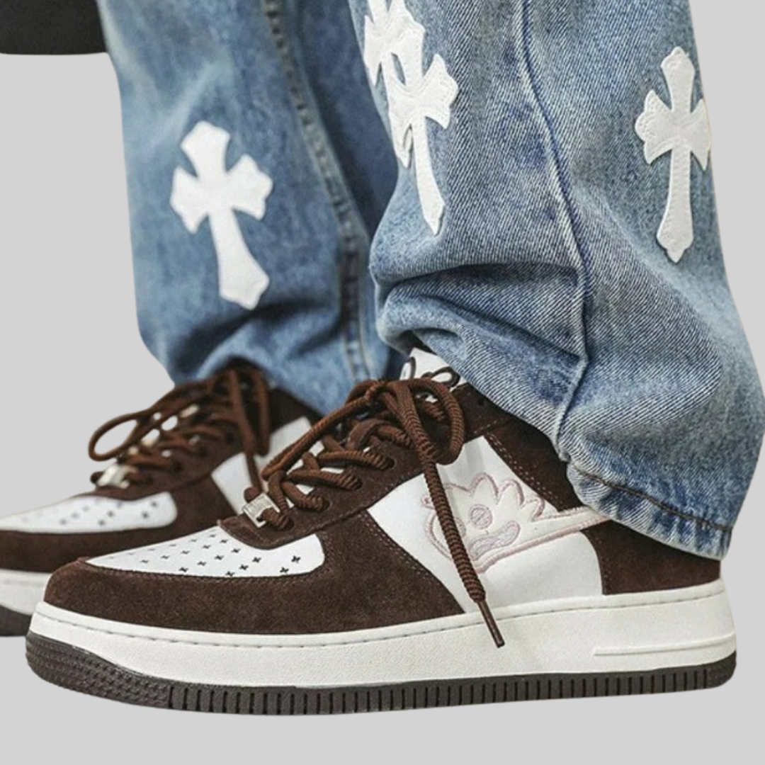 Herr Sneakers Casual Syntetiskt Läder Modern Design för Avslappnade Tillfällen-2