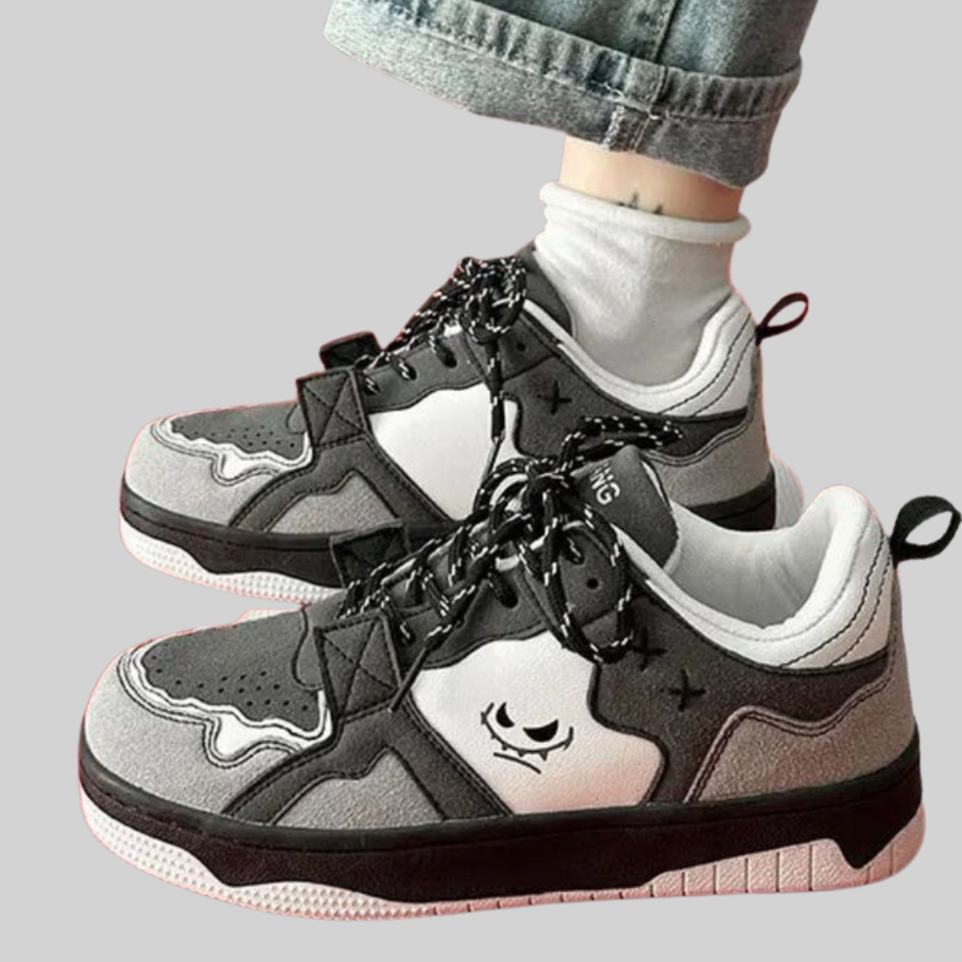 Herr Sneakers Låg Plattform i Graffiti Design - Syntetiskt Läder och Gummisula för Komfort 2