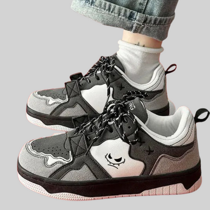 Herr Sneakers Låg Plattform i Graffiti Design - Syntetiskt Läder och Gummisula för Komfort 2