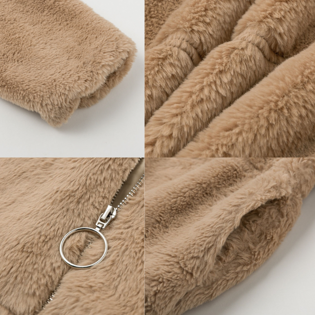 Kvinnors Plyschjacka Mjuk Konstfleece-2