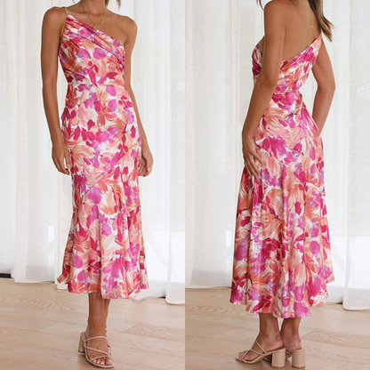 Asymmetrisk Damklänning En Axel i Lätt Andningsbart Tyg – Elegant Loose Fit för Sommarfest och Avslappnade Dagar 4