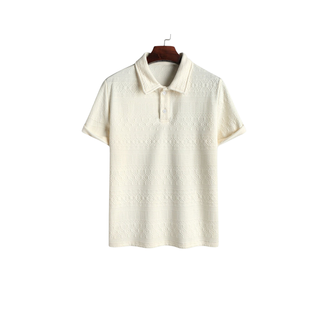 Herr Polo Skjorta Korta Ärmar Jacquard Bomull Polyester-1