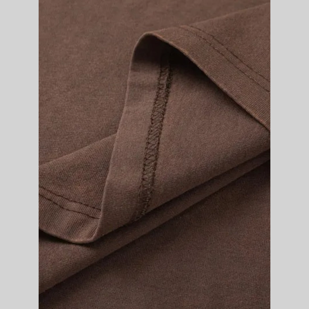 Dam Vintage Skjorta O-hals Bomull Elegant Design-3