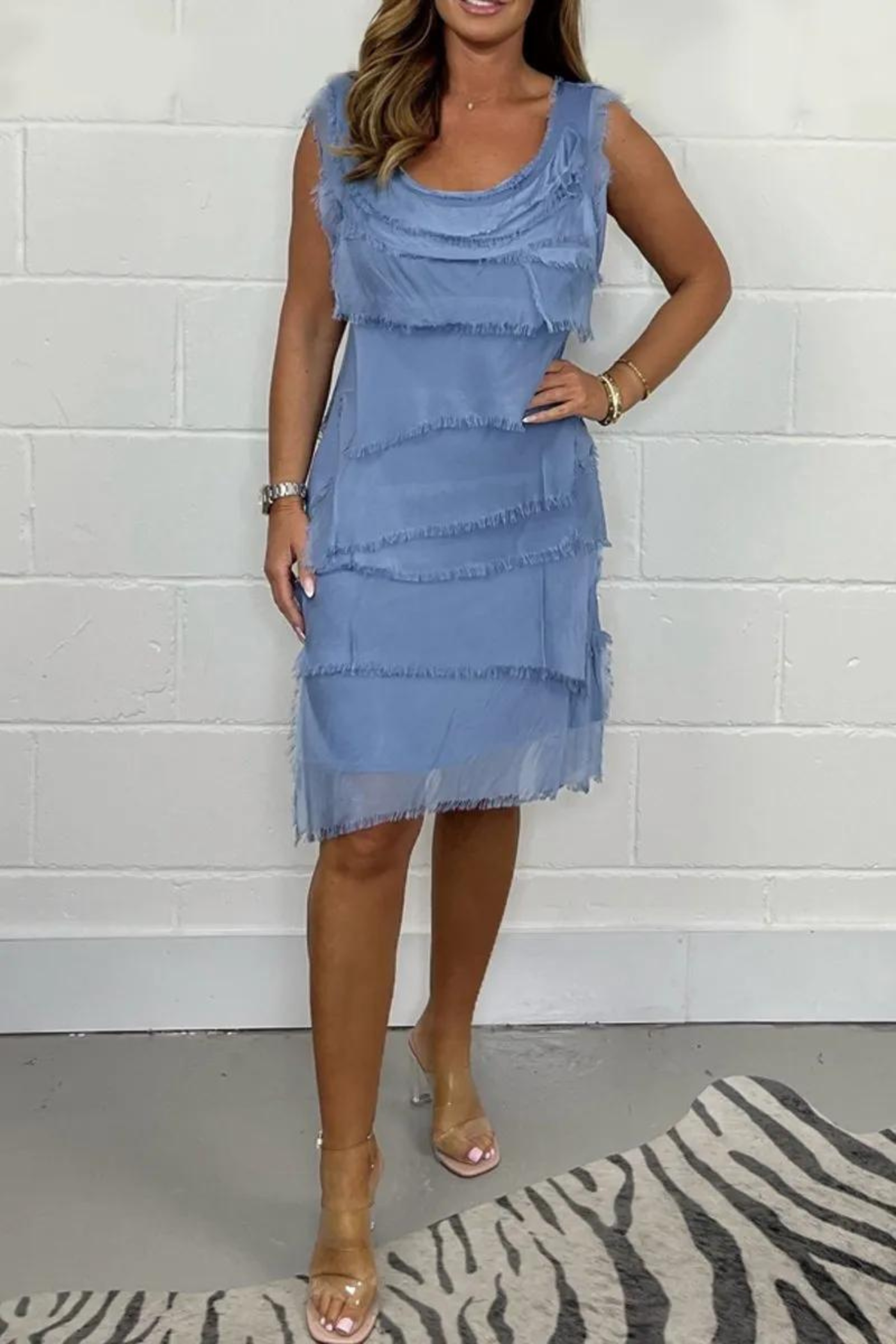 Dam Ärmellös Chiffonklänning Elegant för Sommarfest och Bröllop 7