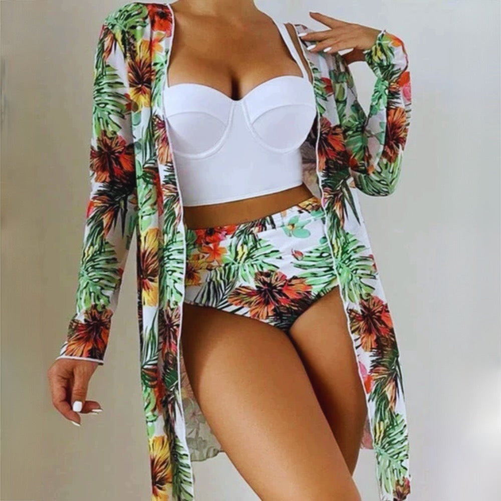 Kvinnors 3-delad Bikini Set med Justerbara Bärare Nylon Spandex 1