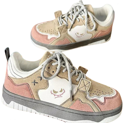 Herr Sneakers Låg Plattform i Graffiti Design - Syntetiskt Läder och Gummisula för Komfort 5