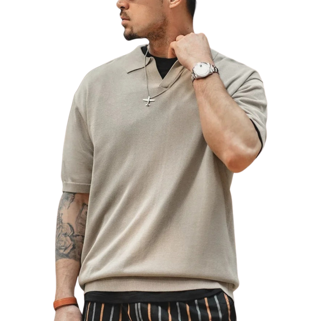 Herr T-shirt Vintage Rullkrage Viskos och Polyamid-1